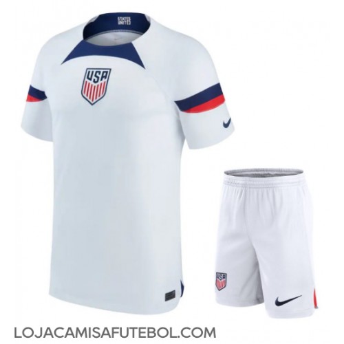 Camisa de Futebol Estados Unidos Equipamento Principal Infantil Mundo 2022 Manga Curta (+ Calças curtas)